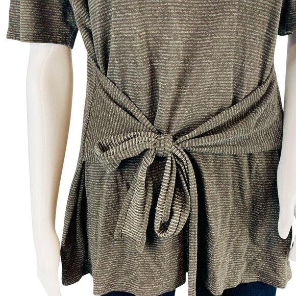 J Jill | Pure Jill Womens Top Linen Modal Blend Stripe Tie Front Petite Size LP - Picture 5 of 12